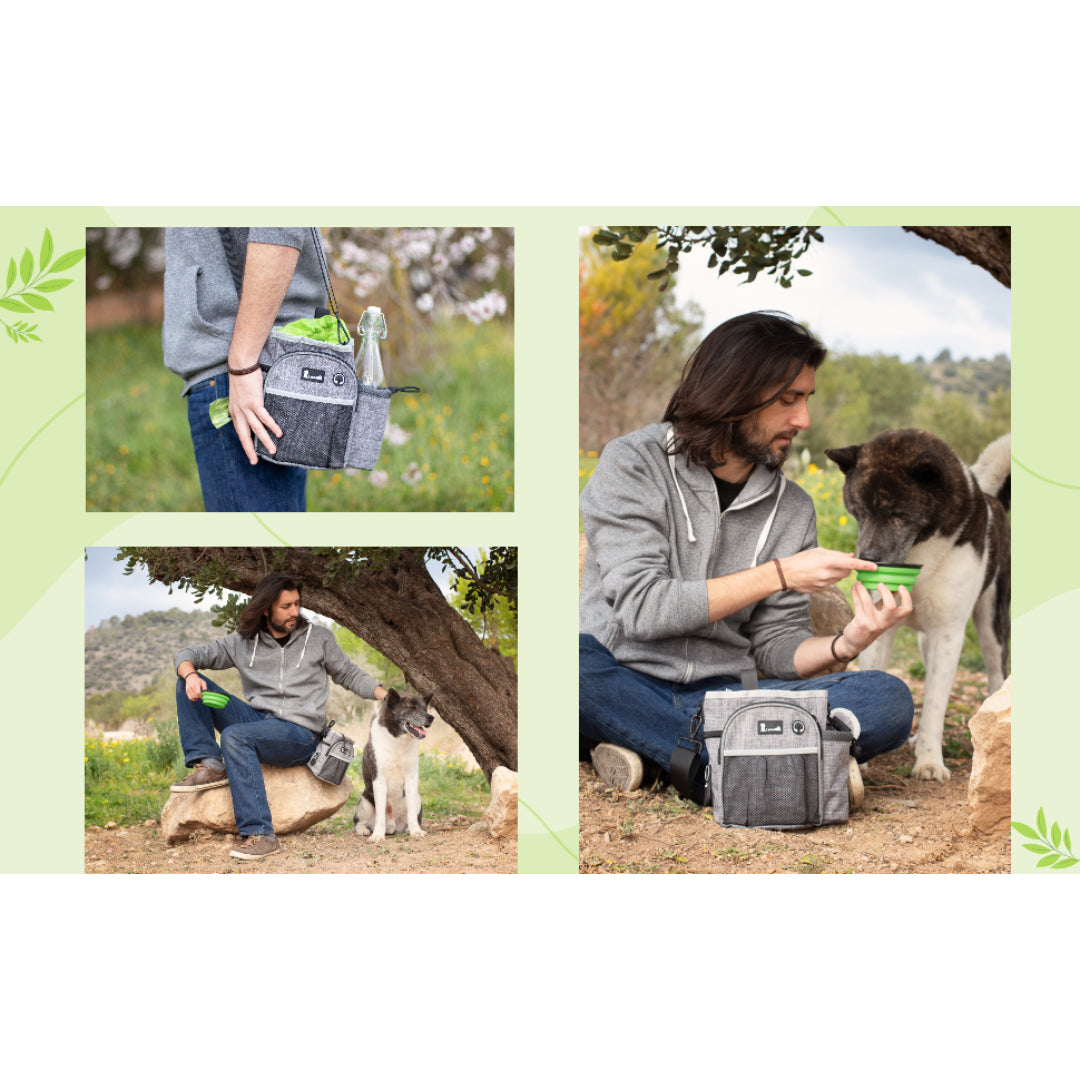 Pecute XL Waterproof Dog Walking Bag with Convenient Water Bottle Holder and Treat Pouch - Perfect for Adventurous Pet Owners!