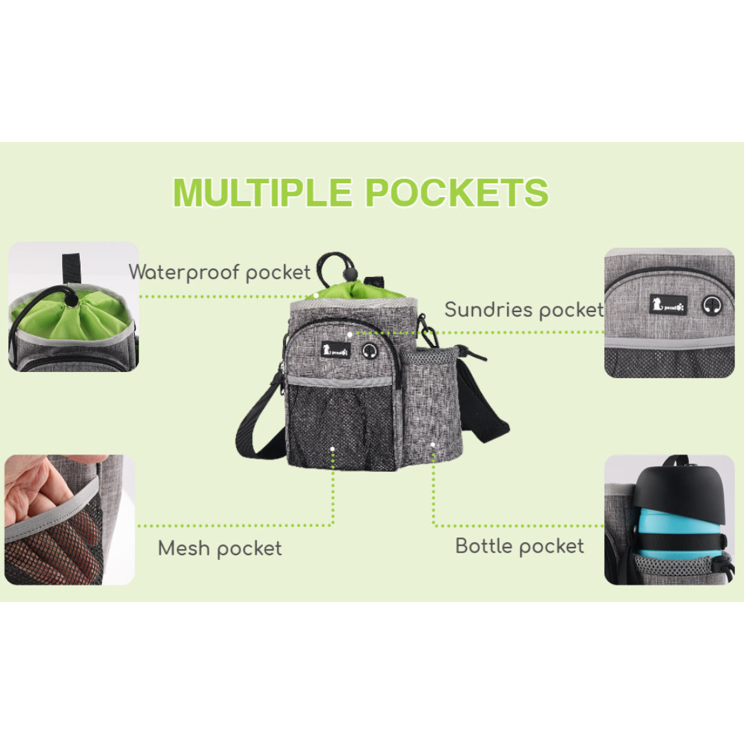 Pecute XL Waterproof Dog Walking Bag with Convenient Water Bottle Holder and Treat Pouch - Perfect for Adventurous Pet Owners!
