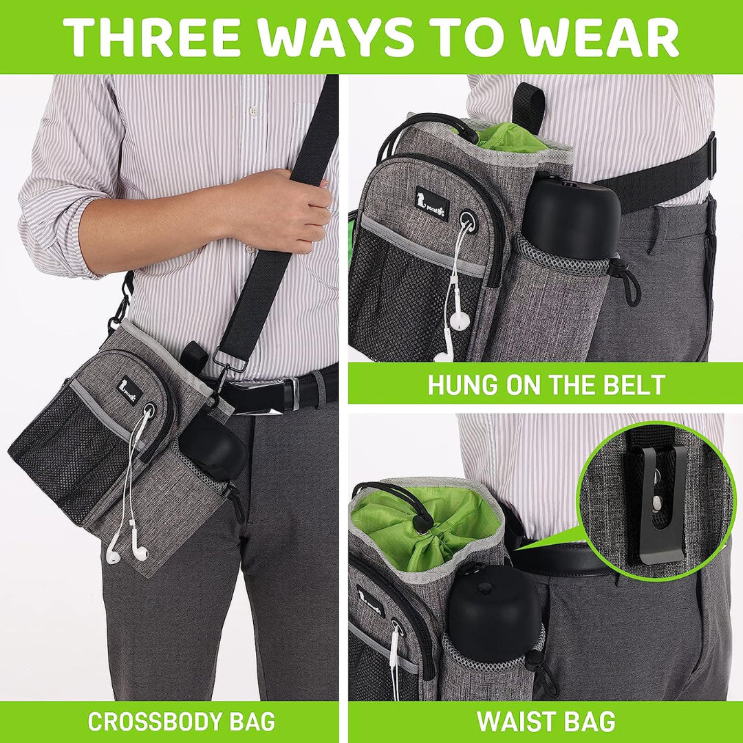 Pecute XL Waterproof Dog Walking Bag with Convenient Water Bottle Holder and Treat Pouch - Perfect for Adventurous Pet Owners!